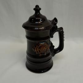 Кружка пивная винтажная, СССР. Керамика с крышкой, сувенир к юбилею Воронежу 400 лет