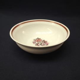 Тарелка винтажная, СССР. Фарфор, с цветочным рисунком и коричневой каймой, диаметр 15 см