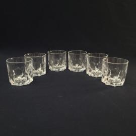 Стаканы винтажные, СССР. Набор 6 шт., прозрачное стекло с рельефным узором