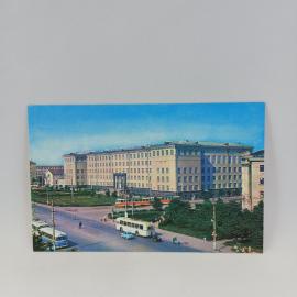 Открытка советская СССР. Тула, политехнический институт и городской транспорт. Винтаж