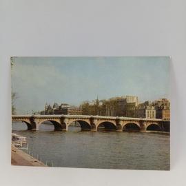 Открытка советская СССР. Париж, река Сена и городской мост. Винтаж