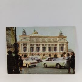 Открытка советская СССР. Париж, театр Оперы, городская архитектура и автомобили. Винтаж