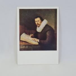 Открытка советская СССР. Рембрандт, портрет ученого из собрания Эрмитажа. Живопись, винтаж