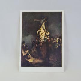 Открытка советская СССР. Живопись Рембрандта, Снятие с креста, Государственный Эрмитаж. Винтаж