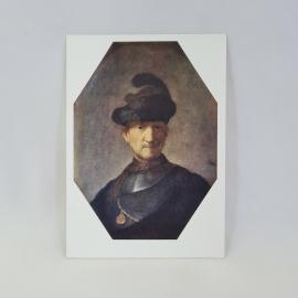 Открытка советская СССР. Рембрандт, картина Старик воин из собрания Эрмитажа. Винтажная живопись