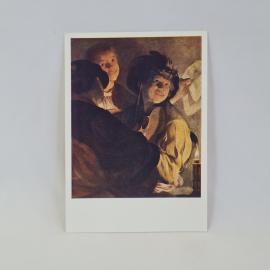Открытка советская СССР. Живопись, картина Концерт Хендрика Тербрюггена из Эрмитажа. Винтаж