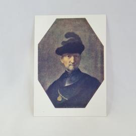 Открытка советская СССР. Рембрандт, картина Старик воин из собрания Эрмитажа. Винтажная живопись