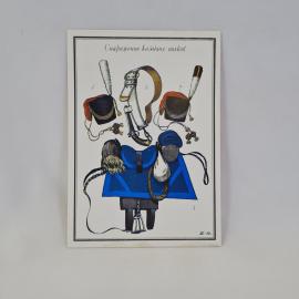Открытка советская СССР. Снаряжение казачьих полков, головные уборы, седло и амуниция. Винтаж