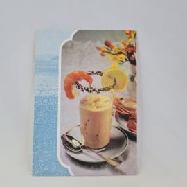 Открытка советская СССР. Кулинарный рецепт блюда с креветками и лимоном. Винтажная фотография