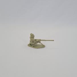 Солдатик винтажный СССР. Фигурка бойца с противотанковым орудием на подставке
