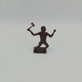 Фигурка игрушечная винтажная, СССР. Воин с поднятым топором на прямоугольной подставке