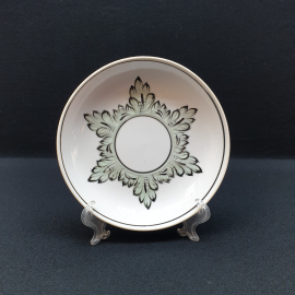 Винтажное чайное блюдце, Вербилки, фарфор, роспись, перламутр, СССР.