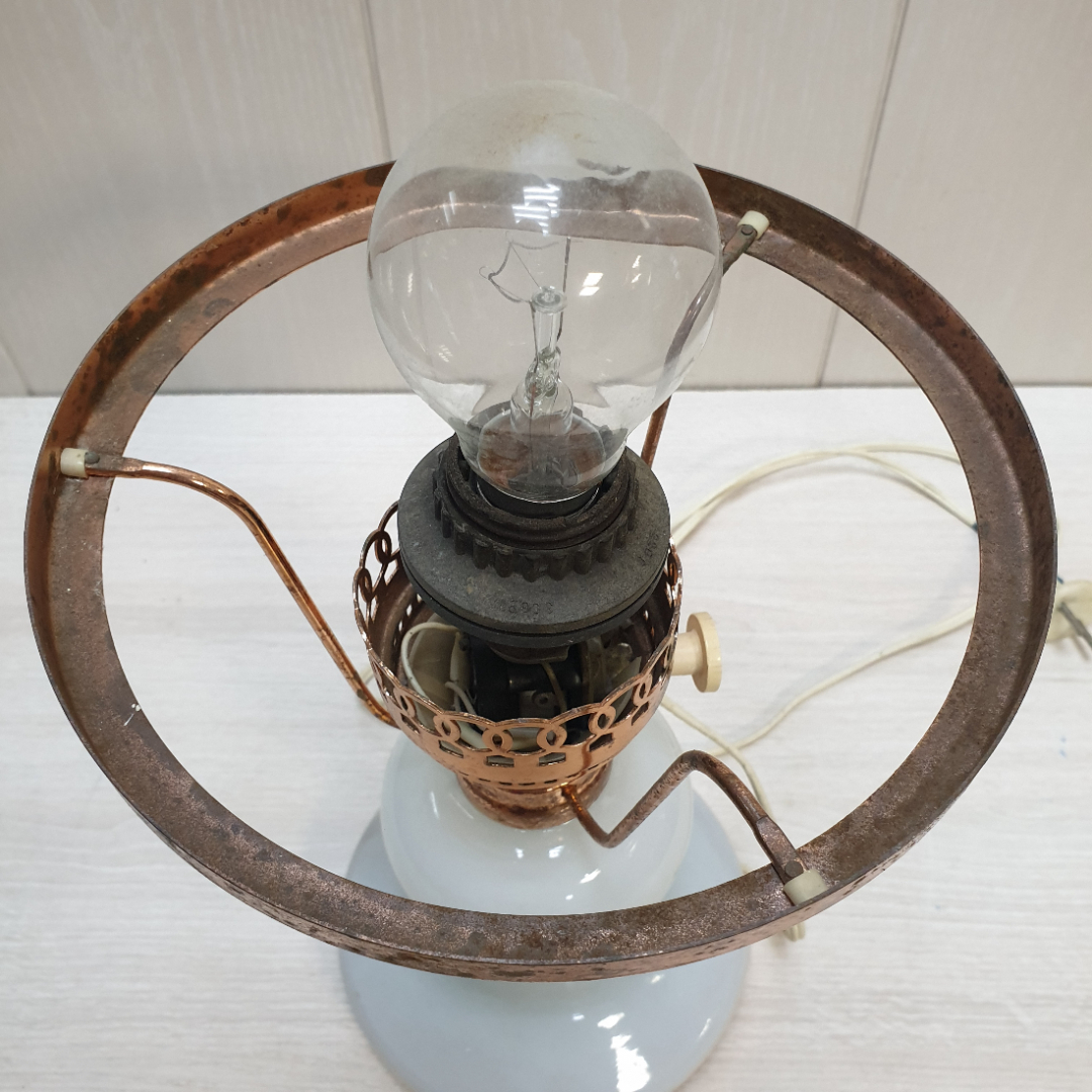 Настольная лампа "Керосинка", металл и стекло, СССР. Картинка 5