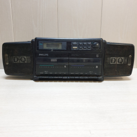 Двухкассетный магнитофон Philips Ghettoblaster D8188/00. Работает, нет пасиков, нет шнура питания. Картинка 1