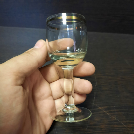 Рюмка стеклянная с золотистой каймой.  Винтаж, СССР.. Картинка 15