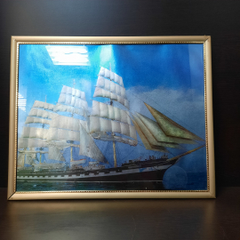 Картина "Парус на воде", печать, размер полотна 45х35 см. СССР.