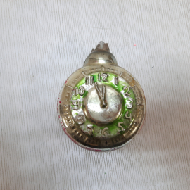 Елочная игрушка Часы, стекло, СССР.