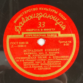 Эстрадный концерт: Улетают журавли,Прощальная песенка, Кармела, Студенч. песня, Шуточная колыбельная. Картинка 2