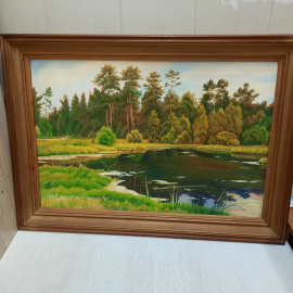 Картина маслом на фанере "Летний пейзаж, размер полотна 73х48 см.