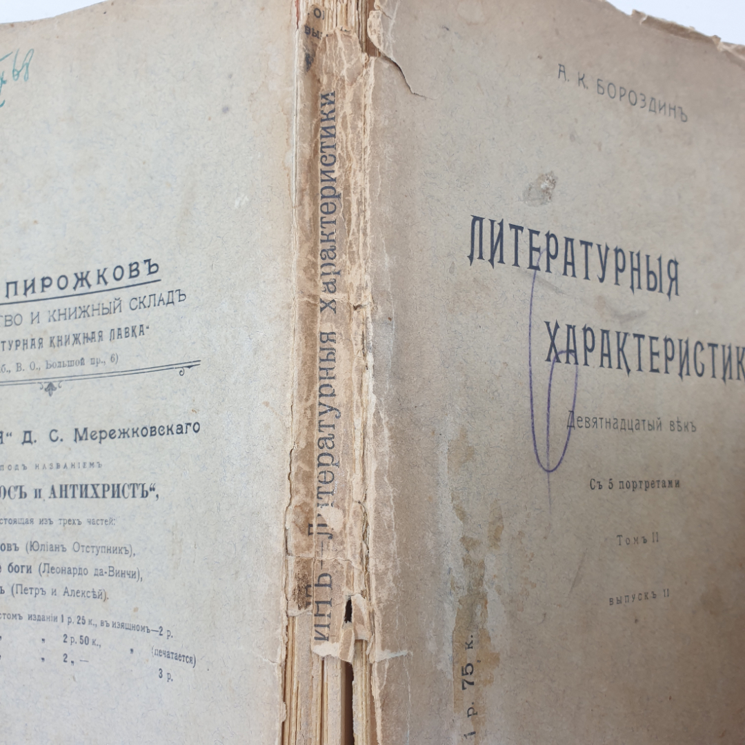 А.К. Бороздин "Литературные характеристики XIX век. Том II. Выпуск II", Санкт-Петербург, 1907г.. Картинка 3