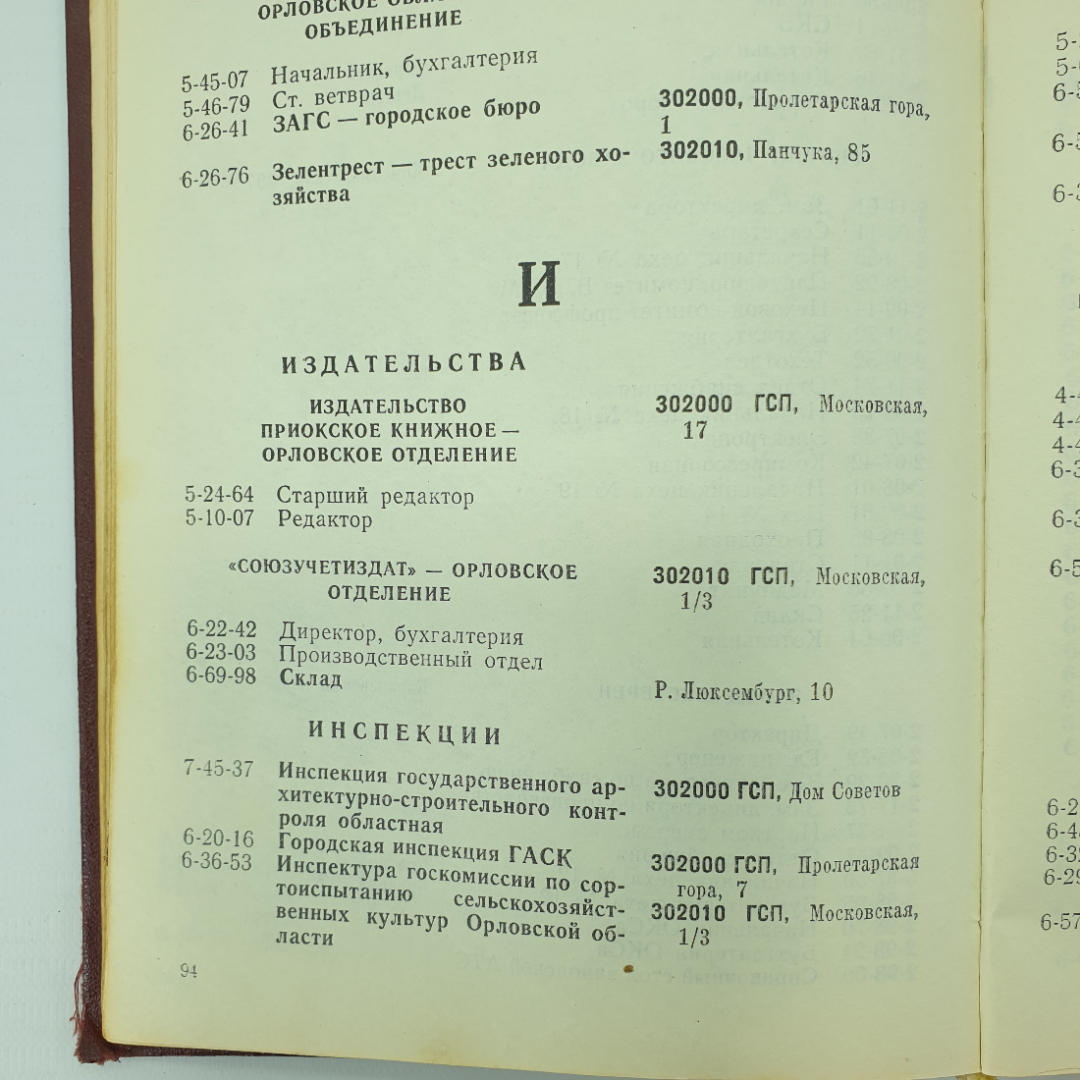 Книга "Список абонентов Орловской городской телефонной станции", Орел , 1975г.. Картинка 10