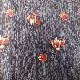 Ткань (синтетика) для платья, оранжевые цветы, 140х150см (СССР).