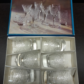 Набор стеклянных стаканов, 6 штук, в коробке. СССР