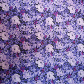 Ткань для платья ( синтетика), сиренево-фиолетовый цветочный орнамент, 150х135см (СССР).