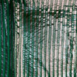 Ткань полупрозрачная, зелено-серая полоса, 90х250см (СССР).