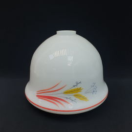 Плафон 23 см, молочное стекло, роспись, диам. посад. места 5 см, СССР.