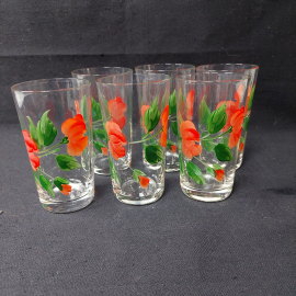 Набор стеклянных стаканов, ручная роспись. 6 штук.