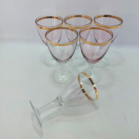 Набор фужеров (6 штук), розовое стекло/позолота (СССР).