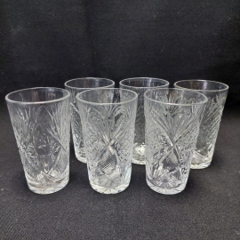 Набор из 6 хрустальных стопок, 75 мл, винтаж СССР