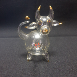 Стеклянная фигурка " Корова ", винтаж СССР.