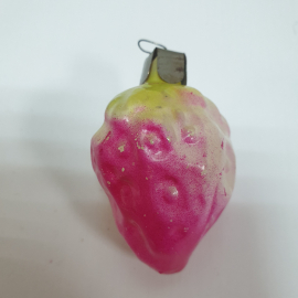 Ёлочная игрушка "Клубника", стекло, скол трубочки. Винтаж СССР.