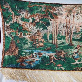 Ковер настенный х/б с бахромой "Красная шапочка", 65х185см. СССР.. Картинка 9