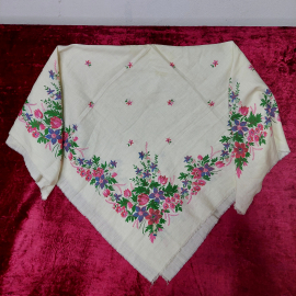 Платок головной х/б с рисунком "Цветы", 90х90см, новый. СССР.