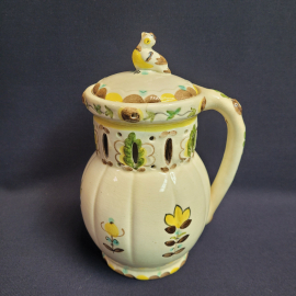 Кувшин "Напейся не облейся", ручная роспись, 60-е годы, ЗиК. СССР. Есть сколы на крышке