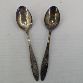 Ложки чайные Пламя, Мельхиор . Цена за 2 штуки. Винтаж СССР