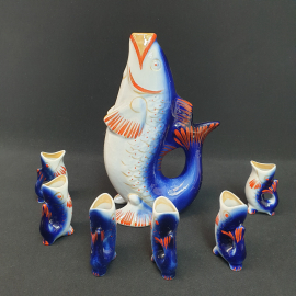 Винтажный графин (штоф) "Семейство карпов" Полонский завод СССР