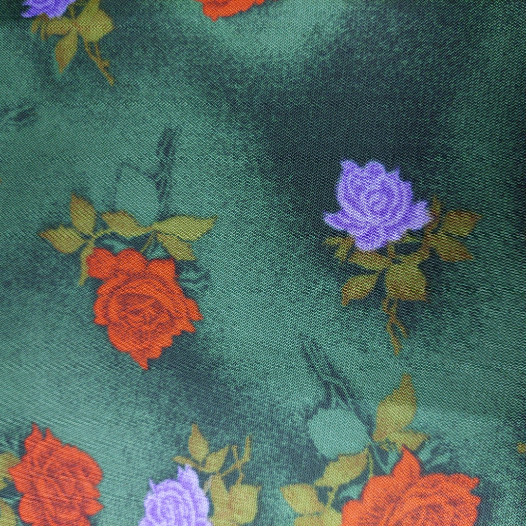 Ткань для летнего платья, шелк, цветочный орнамент, 95х240см. СССР.. Картинка 5
