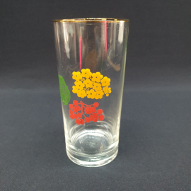 Стакан стеклянный с цветочно-ягодным узором. Цена за 1 шт
