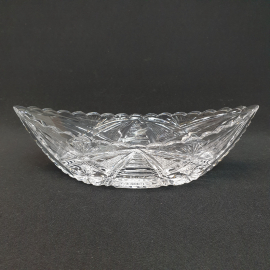 Винтажный салатник Ладья 22х8 см, хрусталь, высота 6.5 см, 300 мл, СССР.
