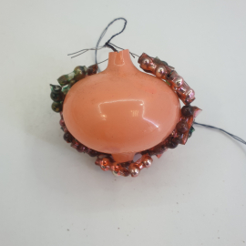 Елочная игрушка "Шар в стеклярусе" 5.5х4 см, стекло. Винтаж, СССР.