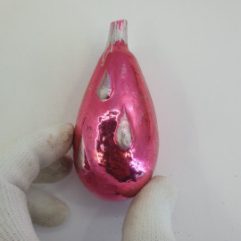 Елочная игрушка "Фрукт" 9х4 см, стекло. Винтаж, СССР.