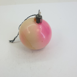 Елочная игрушка "Яблоко" 4х4 см, стекло, сход краски. Винтаж, СССР..