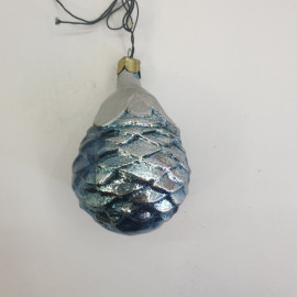 Елочная игрушка "Шишка" 8х5 см, стекло. Винтаж, СССР.