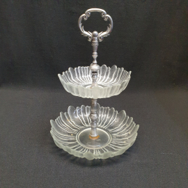 Этажерка для фруктов морозное стекло, завод Стекломаш, винтаж СССР