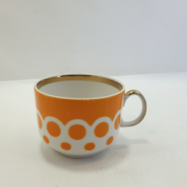 Чашка чайная в оранжевые горохи, Южноуральский фз, СССР