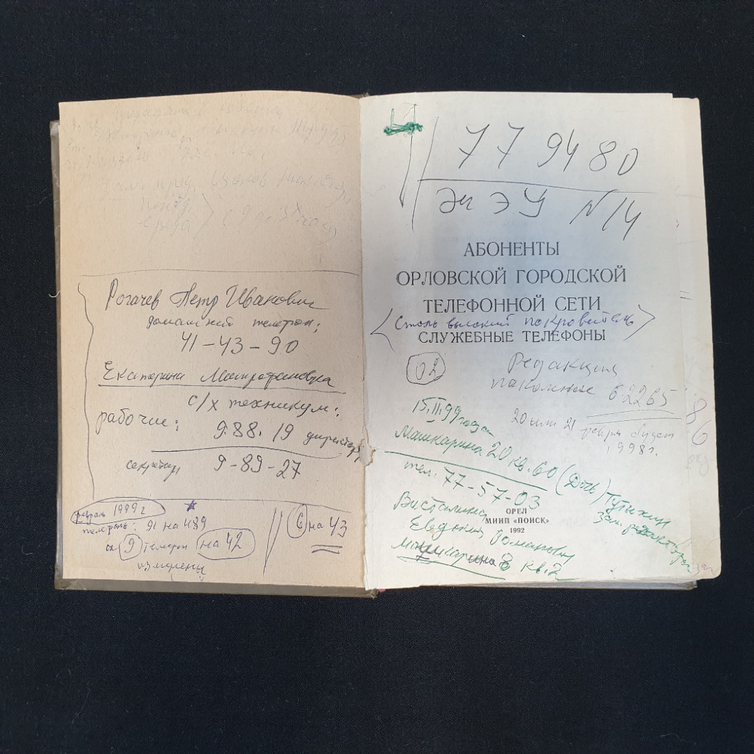 Абоненты Орловской городской телефонной сети. Служебные телефоны. 1992 г.. Картинка 5